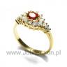 Jewelry shop, Gold ring with a ruby and zircons