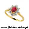 Gold ring with sapphire and zircons