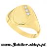 Gold signet ring with zircons