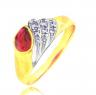 Gold ring with ruby and zircons