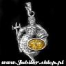 Biuteria w jubiler, srebrny znak zodiaku z bursztynem
