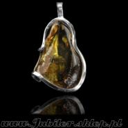 Silver Pendant with an amber