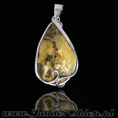 Silver Pendant  with an amber