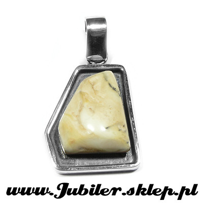 Silver Pendant with an amber